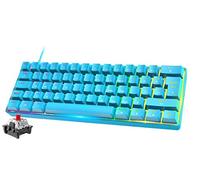 RGB 60% Teclado para Juegos, Mini Game Keyboard Mecánico Interruptor Rojo con 62 Teclas Compactas,18 RGB LED Chroma Backlit,Cable USB Tipo C Desmontable,Anti-Gghosting para PC Portátil Mac-Azul