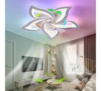 RGB Ceiling Fan with Light Regulable 6 Velocidades DC Smart Lampara Ventilador Techo Y Mando A Distancia Silencioso Reversibile Ventilador De Techo Con Luz Blanco 7 Aspas Para Dormitorio