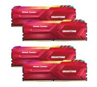 【RGB DDR4 RAM】 GIGASTONE Game Turbo 64GB Kit(4x16GB) DDR4 3200MHz PC4-25600 CL 16-18-18-40 Intel XMP 2.0 AMD Ryzen 1.35V UDIMM 288pin sin búfer sin ECC PC Desktop de Memoria Alto Rendimiento-Rojo