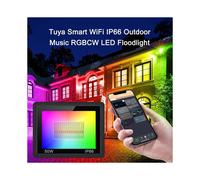 RGB LED Flood Lights,TUYA Control Floodlight with Remote,DIY Lights for Halloween Outdoor Decr US Plug
