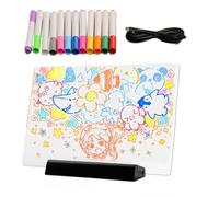RGB Light Up Drawing Board - Clear Dry Erase Tablet, 12-Color Pen | Rechargeable RGB Reading Light | LED Dry Erase Board for Kids, Children, Home, Office, School | Display Sign, Painting, Coloring
