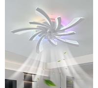 RGB Ventilador Techo Con Luz Con Mando A Distancia APP Moderno Lampara Ventilador Techo Para Dormitorio Sala Regulable Silencioso Lampara Ventilador Reversible 6 Velocidades