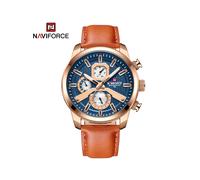 (RGBEO)2022 Relojes para hombre NAVIFORCE Correa de cuero Calendario Reloj de cuarzo Militar Impermeable