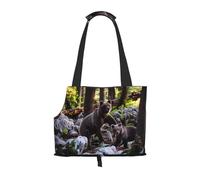 Rge and Small Black Bear - Bolsa de hombro para mascotas con estampado de osos negros, 26 x 34 cm, ligera, transpirable, bolsa de viaje para mascotas de fin de semana