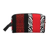 rge and Small Black Bears - Bolsa de almacenamiento con estampado de osos negros, bolsa de aseo de viaje duradera, bolsa organizadora portátil de maquillaje y cosméticos con cremallera, Leopardo rojo