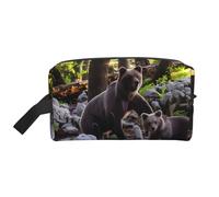 rge and Small Black Bears - Bolsa de almacenamiento con estampado de osos negros, bolsa de aseo de viaje duradera, bolsa organizadora portátil de maquillaje y cosméticos con cremallera, Rge y pequeños