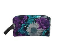rge and Small Black Bears - Bolsa de almacenamiento con estampado de osos negros, bolsa de aseo de viaje duradera, bolsa organizadora portátil de maquillaje y cosméticos con cremallera, Flores moradas