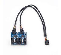 RGEEK - Cable alargador de 9 Pines USB Macho de 1 a 4 Hembras para Placa Base de 9 Pines USB HUB USB 2.0 9 Pines Conector Adaptador Puerto Multilier