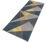Rglxing Alfombras de Pasillo Larga Antideslizante 50X200CM Alfombra Cocina Gris, Azul y Amarillo Lavable de Área para Pasillo Corredor Salon Dormitorio Personalizable Entrada Casa Interior