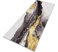 Rglxing Alfombras de Pasillo Larga Antideslizante 90X250CM Alfombra Cocina Gris, Negro y Amarillo Lavable de Área para Pasillo Corredor Salon Dormitorio Personalizable Entrada Casa Interior