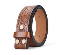 RGOEMHJ Cinturones de 3,8 cm sin hebilla, cuerpo cinturón cuero, correa for con lisa Para Negocios y Eventos Formales(110,Brown)