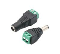 rgrfgQWDS DC Terminal Connector 2-Pin Power Adapter 5.5x2.1/2.5mm Macho to Female Jack for LED Strip CCTV (macho, 10PCS_5.5X2.1MM)
