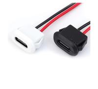 rgrfgQWDS USB Type C 2 Pin hembra Jack 3A Fast Charging Port with Card Buckle (negro B x20)