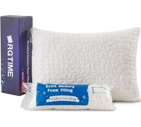 RGTIME Almohada de Espuma viscoelástica triturada, estándar (Paquete de 1), Almohada de Cama Ajustable para Personas Que Duermen Boca Abajo, cómoda Almohada refrescante para Dormir con Funda Lavable