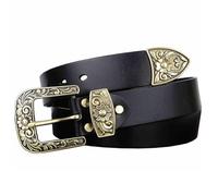 RGWYGCG Cinturones de vaquero occidentales para hombres y mujeres, cinturón de cuero tallado floral con hebillas de cobre para jeans, pantalones y vestidos, Negro, 115CM/45.3''