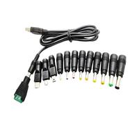 RGYBAO Adaptador de carga de alimentación USB de 1,5 m a 5,5 x 2,1 mm con 13 conectores para cámaras, impresora, router, luz LED, altavoces, cable de carga tipo C