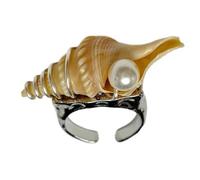 RGYBAO Anillos con diseño intrincado de caracol y conchas marinas, joyería vintage perfecta para los amantes de la playa, anillos de caracol, One Size, como se describe, como se describe