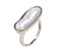 RGYBAO Anillos únicos con tiras largas de dedo con textura de acero inoxidable para mujeres de moda y perlas impermeables para regalar, C, como se describe, como se describe