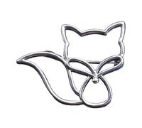 RGYBAO Broche de aleación con diseño de zorros huecos, elegante broche de solapa de metal, accesorio de ropa adecuado para mujeres, resistente al agua, 4.1x3.4cm, Metal, No es una piedra preciosa