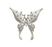 RGYBAO Broches de mariposa blanca de moda, elegantes alfileres de mariposa, textura de aleación, adecuados para suéter y abrigo de mujer, accesorios, 4.7*4.7cm, Zinc, No es una piedra preciosa