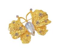 RGYBAO Broches de mariposa dorada de moda, elegantes alfileres de mariposa con textura de aleación para mujer, accesorios para suéter y abrigo, 5.7*4.1cm, Metal, No es una piedra preciosa