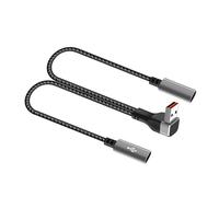 RGYBAO Cable divisor USB en ángulo de 90 grados para carga rápida y transferencia de datos, compatible con laptop, carga de coche, energía móvil, 25 cm