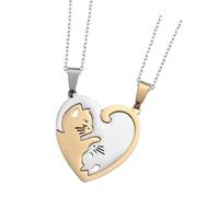 RGYBAO Collar a juego para amantes de los gatitos, diseño ligero, joyería de acero para parejas, ocasiones especiales, collar con colgante de gatito a juego, One Size, como se describe, como se
