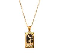 RGYBAO Collar con colgante de tarjeta de tarot retro para mujer de acero inoxidable resistente con diseño zodiaco 40+5cm, acero inoxidable, sin gema, 40+5cm, Acero inoxidable, No es una piedra