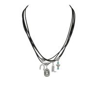 RGYBAO Collar con colgante multicapa vintage de estilo occidental para mujeres y niñas en cuero marrón con detalles sofisticados, 40+7cm, Metal, No es una piedra preciosa