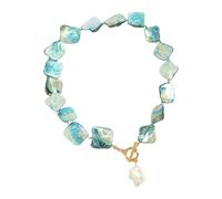 RGYBAO Collar de cadena irregular bohemio para mujer con estrellas de mar y colgante de caracola, portátil para vocación, joyería de playa, 41-50cm, Metal, No es una piedra preciosa