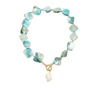 RGYBAO Collar de cadena irregular bohemio para mujer con estrellas de mar y colgante de caracola, portátil para vocación, joyería de playa, 41-50cm, Metal, No es una piedra preciosa