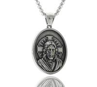 RGYBAO Collar religioso de acero inoxidable para hombre con colgante religioso, 26x36mm, Acero de titanio, No es una piedra preciosa