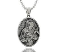 RGYBAO Collar religioso de acero inoxidable para hombre con colgante religioso, 26x36mm, Acero de titanio, No es una piedra preciosa