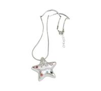 RGYBAO Collar único con colgante de estrella de cinco puntos, cadena larga de aleación de circonita dopamina para trajes casuales y regalos, 51-60cm, Aleación, circonita, No es una piedra preciosa