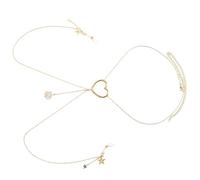 RGYBAO Collar único de cadena para el cuerpo, cadena de pezón, cadena de pecho, joyería de aleación con textura adecuada para fiestas y eventos de moda, 44+24.3cm, aleación, No es una piedra preciosa