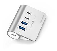 RGYBAO Concentradores USB 3.2 de 10 Gbps, alimentados por aluminio, PD60W, divisor de carga tipo C con adaptador de corriente para accesorios de PC