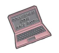 RGYBAO Elegante broche con forma de laptop para estilos únicos y versátil para llevar Document It or It Didn't Happen, accesorio de moda, 3.1*2.8cm, Metal, No es una piedra preciosa