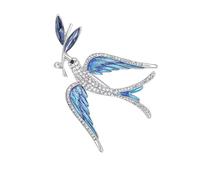 RGYBAO Elegante broche de golondrina con detalles de aceite y diamantes de imitación de cristal para mujer, accesorios de joyería de moda, 7*5.3㎝, Zinc, No es una piedra preciosa