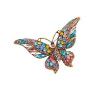 RGYBAO Elegante broche de mariposa esmaltado, diseños de inspiración vintage con diamantes de imitación para mujer, accesorios de joyería, ideas de regalo, 8.9x6.3cm, Metal, No es una piedra preciosa