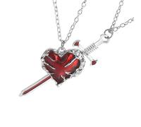 RGYBAO Elegante collar de corazón con espadas para parejas, que simboliza el amor y la fuerza, para aniversarios o día de San Valentín, 50cm, Metal, No es una piedra preciosa