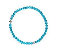 RGYBAO Elegante collar de cuentas de piedra azul con ojo de gato que simboliza el amor y la ternura para mujeres de moda casual, 45cm, gafas, No es una piedra preciosa