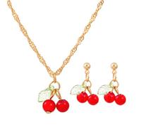 RGYBAO Elegante juego de collar y pendientes con colgante para mujer, joyería diaria de moda para cumpleaños, Chain Length: 40+5cm, Earrings: 2.4cm, plástico/resina, No es una piedra preciosa