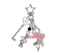 RGYBAO Elegante llavero de oso y lazo, accesorio de aleación resistente para mujeres, amantes de la moda, llavero elegante para mujer