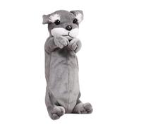 RGYBAO Estuche para bolígrafos de perro de dibujos animados, gran capacidad, bonito estuche de felpa para lápices, bolsa de maquillaje de animales, suministros de vuelta a la escuela, Gray, 23 cm,