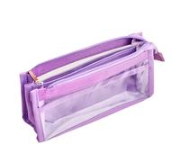 RGYBAO Estuche transparente de 6 capas para lápices, bolsa de gran capacidad, estuche para lápices de dibujos animados, suministros de vuelta a la escuela para niñas, Purple, 21.5x7.5x10cm