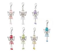 RGYBAO Juego de 7 elegantes dijes de alas angélicas con factores florales y perlas de imitación para accesorios, 5.3cm, perlas de imitación, No es una piedra preciosa