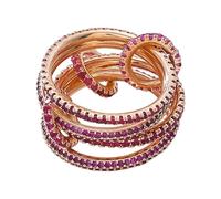 RGYBAO Juego de joyas apilables de circonita cúbica colorida para mujer, chapado en oro rosa, anillos de moda de metal mezclado, accesorios de anillos apilables de oro rosa