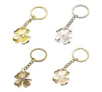 RGYBAO Llavero de tréboles de cuatro hojas con relieve 3D en bronce | Elegante llavero con colgante de moda vintage para fiestas, bodas, ocasiones especiales y regalos