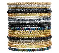 RGYBAO Pulseras de cuentas elásticas étnicas retro, multicolor, mezcla aleatoria, cuentas elásticas, textura, adecuadas para mujeres de moda, vintage, étnicas