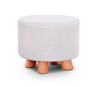 RGZFYH Otomana Taburete otomano Redondo con reposapiés tapizado Asiento Acolchado de Tela de Lino Taburete Moderno con 4 Patas de Madera Taburete bajo de Madera Maciza para Entrada Stool